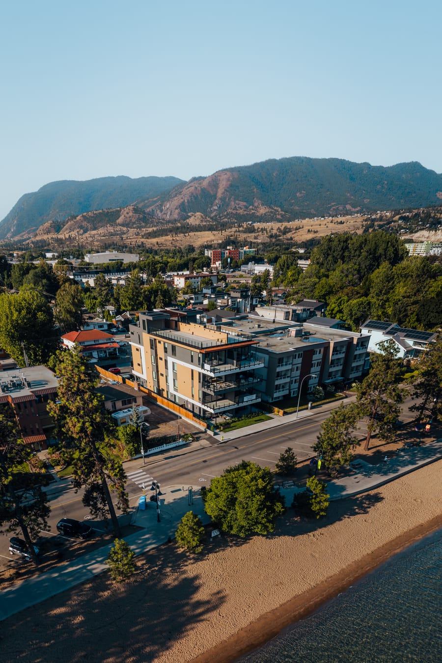Aerial view of Legacy on Lakeshore among the trees on Lakeshore Drive